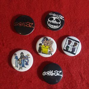 Handmade Anime Manga Videogame Gorillaz Character Button Pins Set!